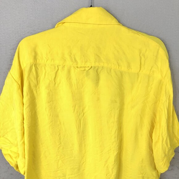 Rosie Assoulin Shirt Womens Medium Yellow Tie Front Short Sleeve 100% Viscose NY - Picture 8 of 16